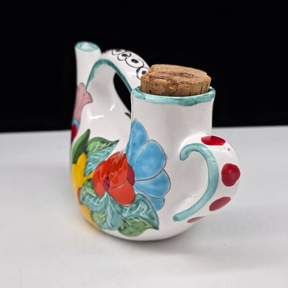 Vintage Hand-Painted Italian Pitcher Teapot Floral Design Signed Pimpal Garda - Picture 6 of 9